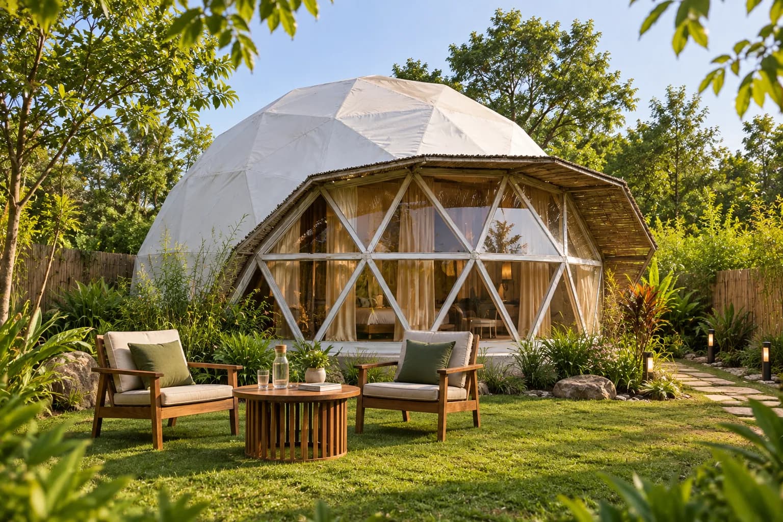 Mushroom Tent Cottage (Whispering Fungi) private sit-out