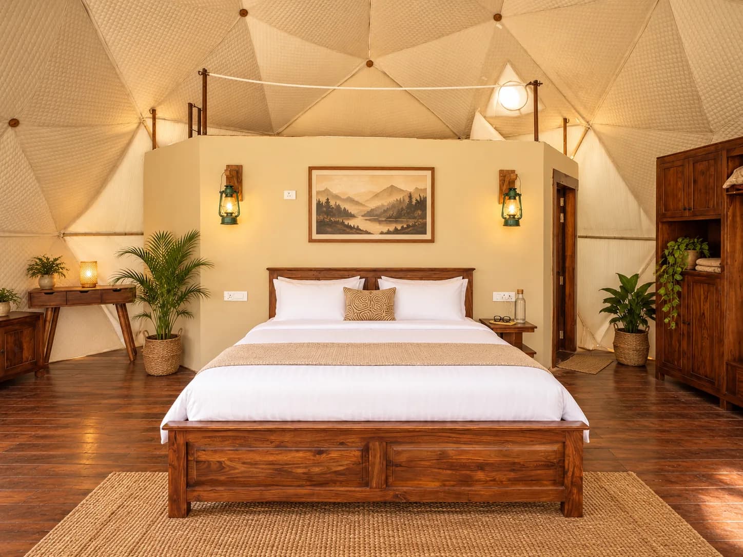 Mushroom Tent Cottage (Whispering Fungi) bedroom front view