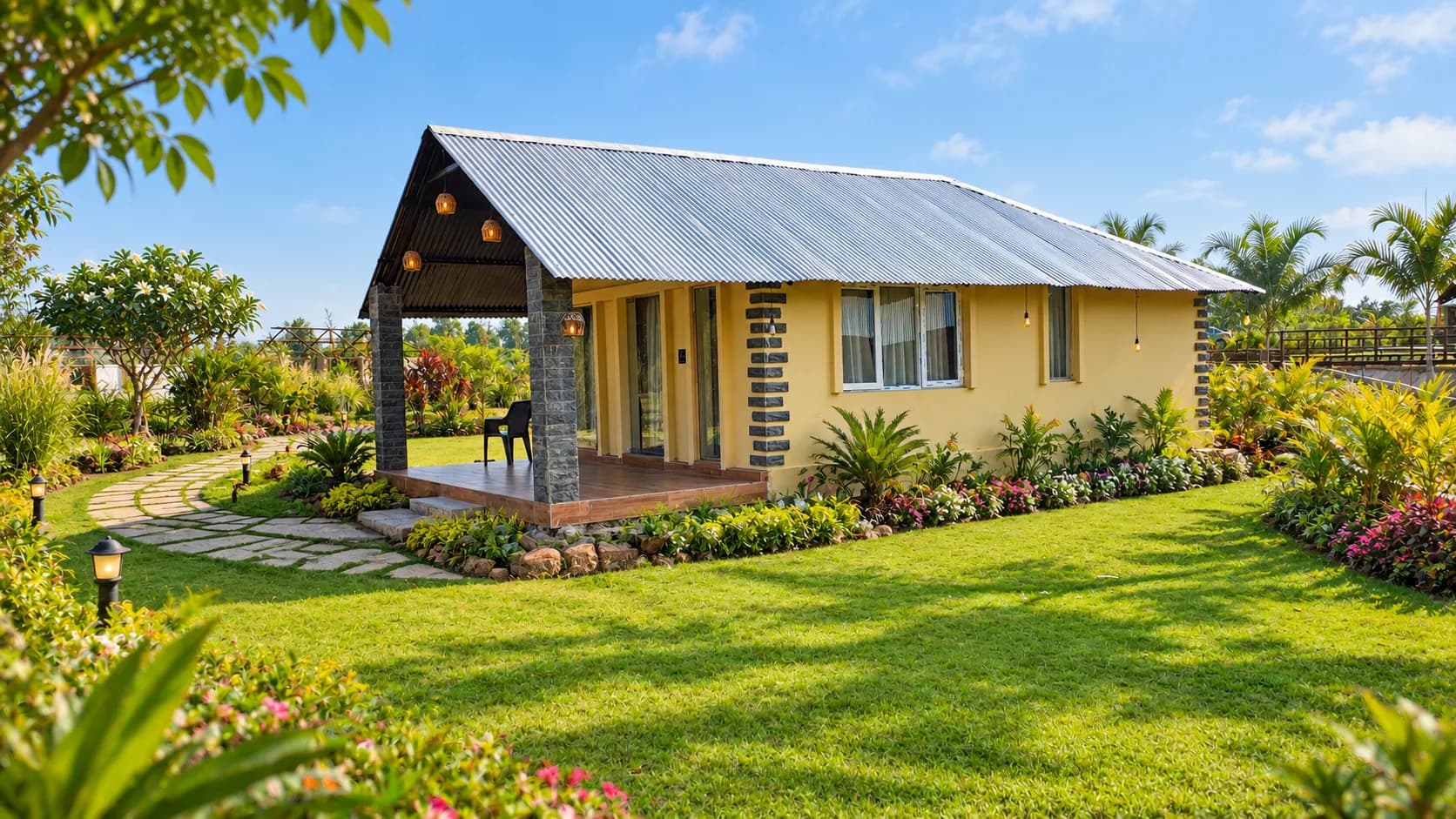 Row Cottage (Serenity Stays) exterior angle with garden path