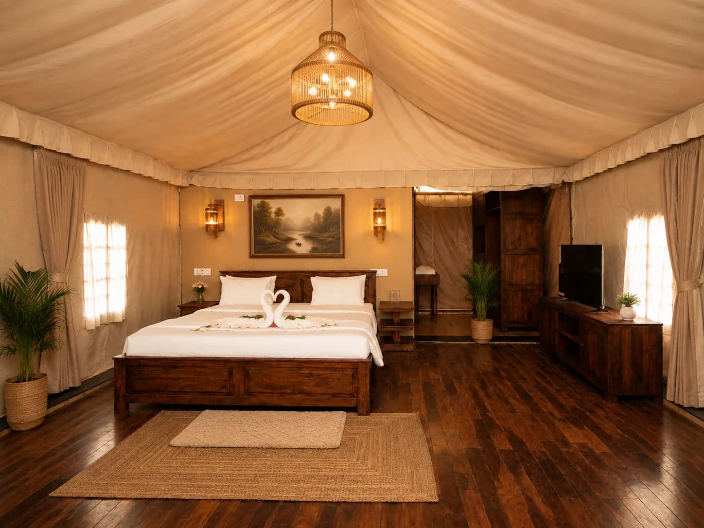 Safari Tent Cottage (Leopard Lair) bedroom front view