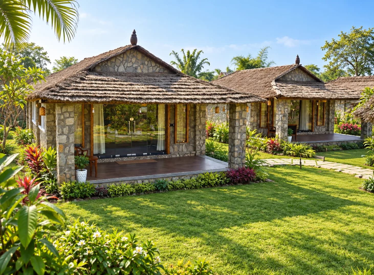 Singlex Cottage (Tiger's Heaven) exterior with thatched roof
