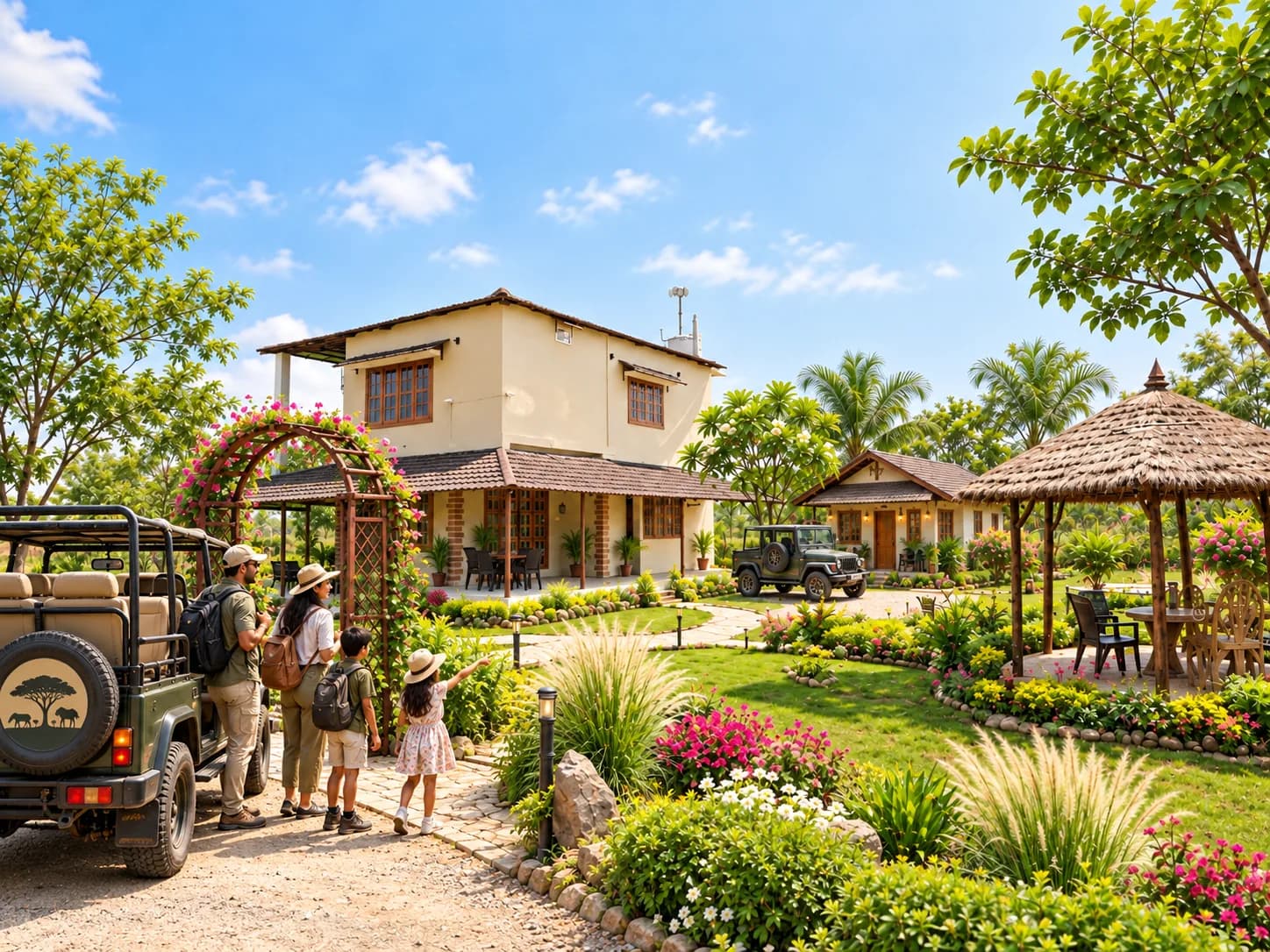 Green Heritage Resort cottages, gardens, and safari experience
